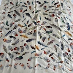 Vintage Hermès Plumes Silk Scarf — Multi-Color Feather Print